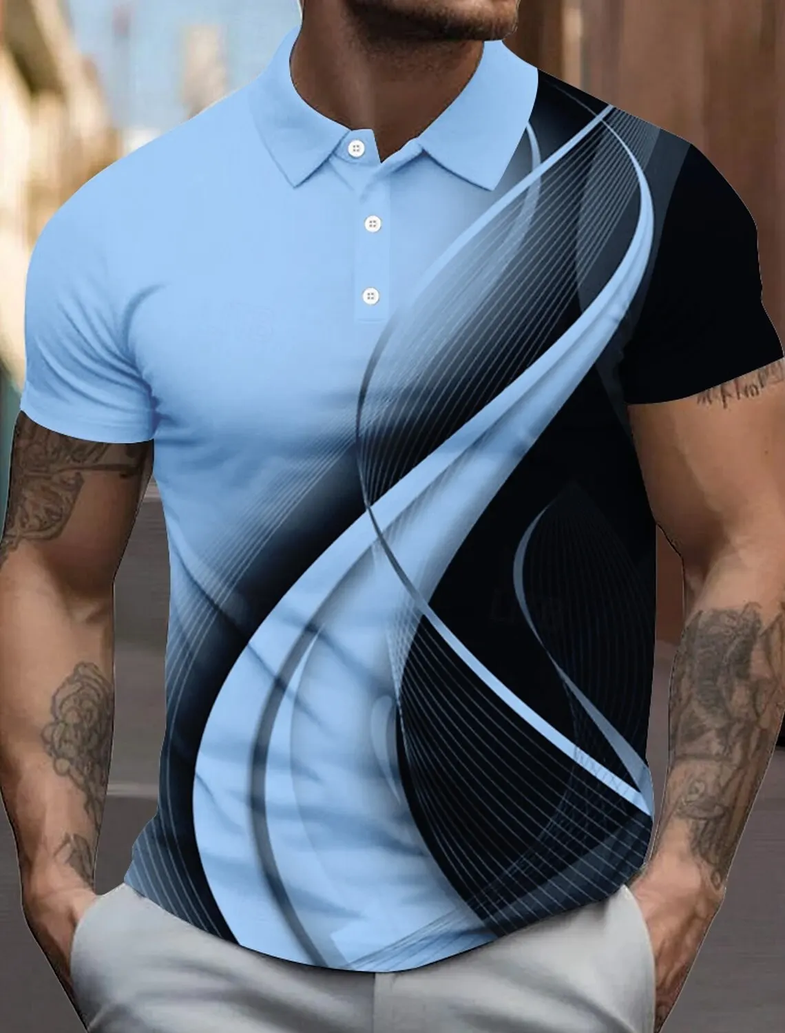 3D Printed Men's Line Polo Short Sleeve Polo Shirts Collared Shirts Business Casual School Outdoor Daily Wear Home Wear