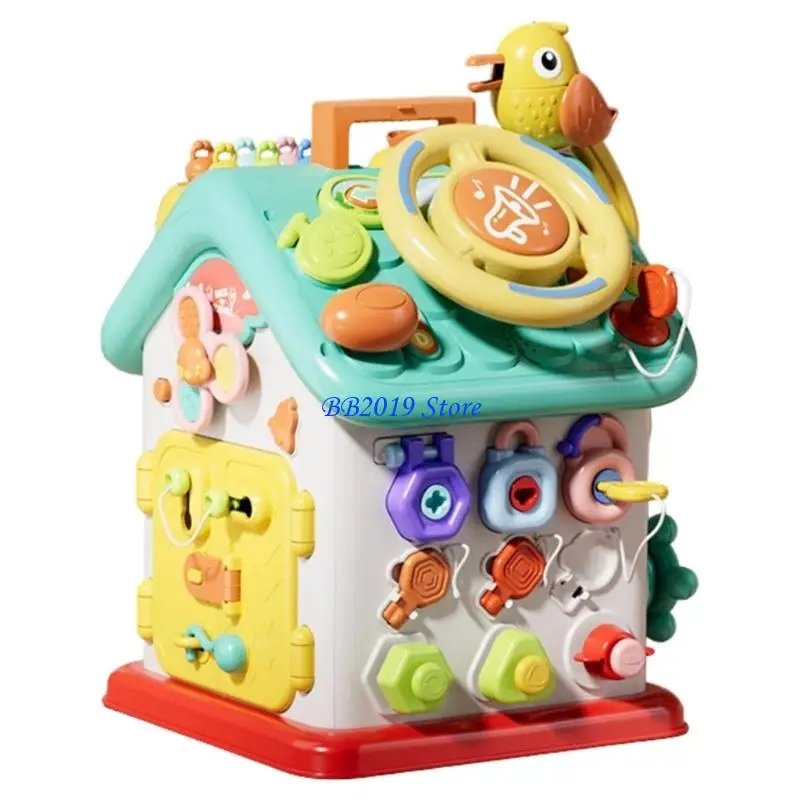 Q0KB Portable Educational Toy 6 Sided Busy House Easy Assembly Multiple Games Home Travel Use Toddlers