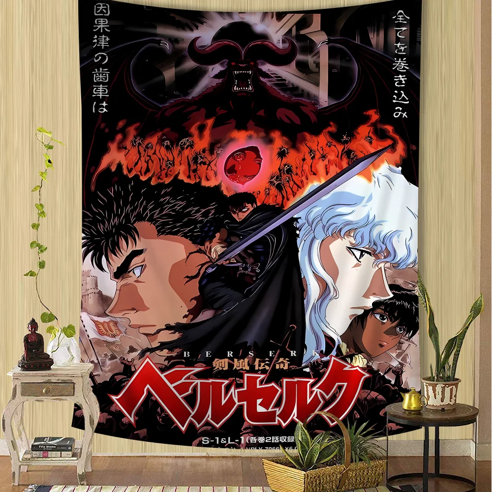 Berserk Anime Anime Tapestry Hanging Tarot Hippie Wall Rugs Dorm Home Decor