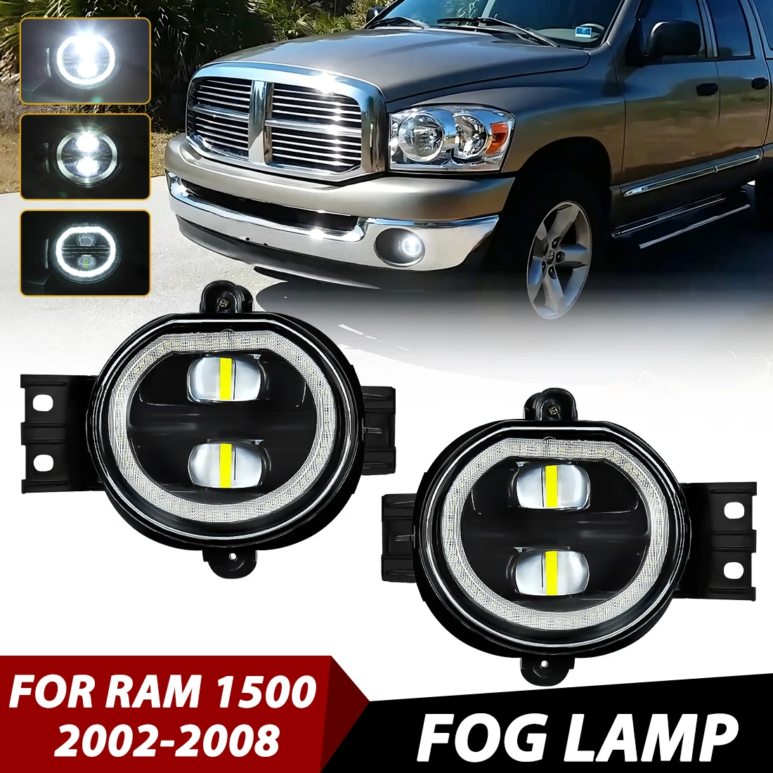 

LED Fog Light For Dodge RAM 1500 2002 2003 2004 2005 2006 2007 2008 Front Bumper LED Fog Driving Lamp Daytime Running Light 12V