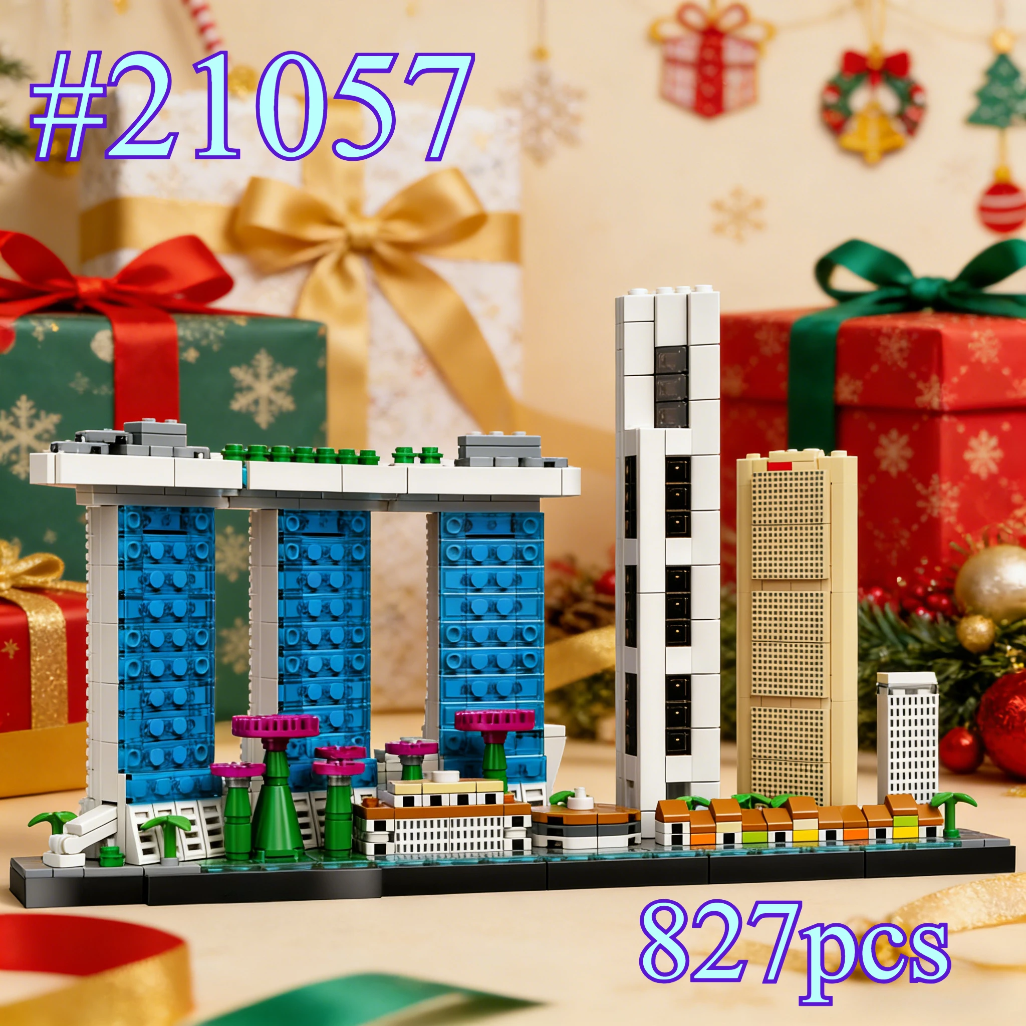 

Urban Architecture in Singapore 21057 Building Blocks Sets Suitable for Christmas Gifts Compatible with Legoed Particles,827pcs.