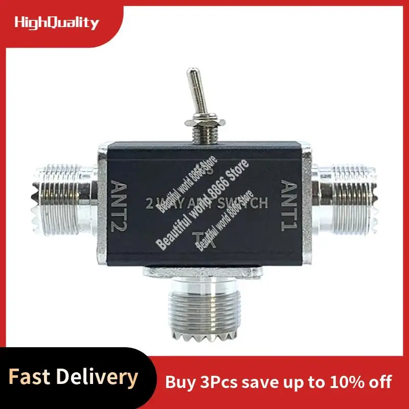 Durable Manual 2 Way Coaxial Antenna Switch With OFF/Grounding, 100W, 0-50Mhz, 1 Input & 2 Output Ports For A-A86G