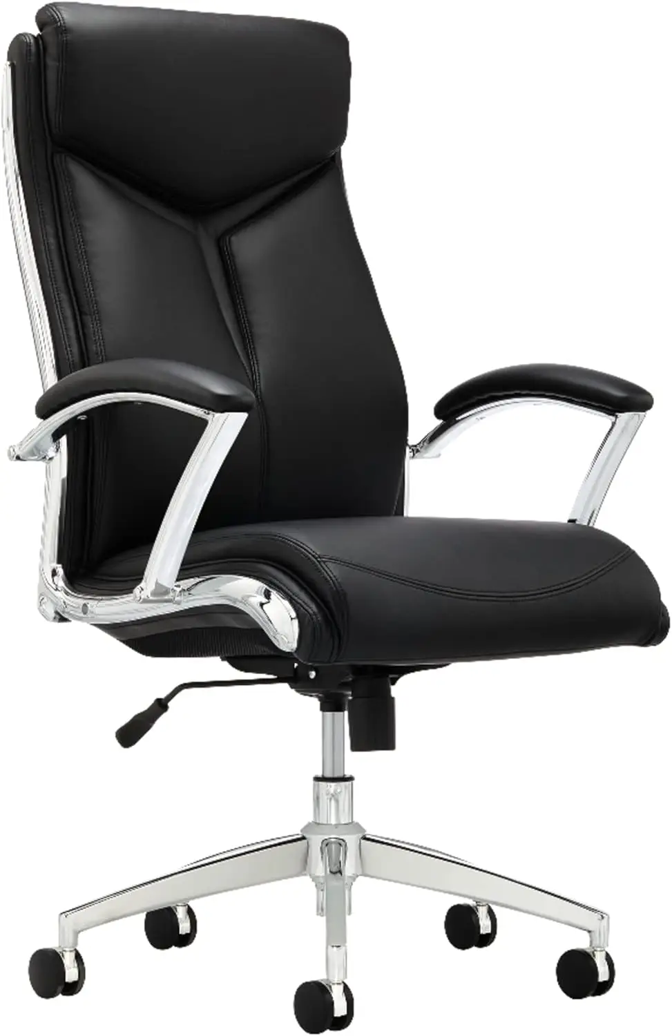 

Chair - Modern Comfort Verismo Bonded Leather High-Back Executive Chair, Black/Chrome - 31" x 14" x 24.5"