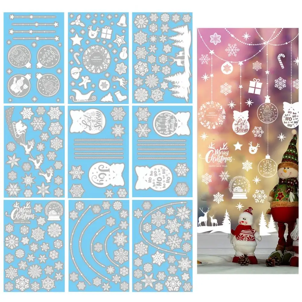 Electrostatic Window Decals Residue-free Window Decorations Christmas Window Sticker Set Xmas Ball Snowflake Santa Reindeer