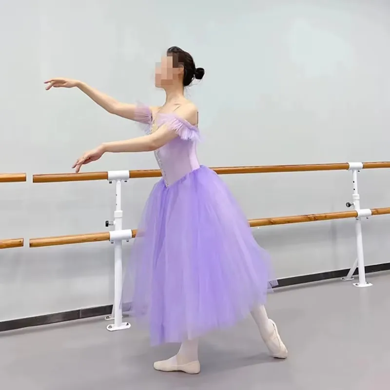 Vestido tutú largo profesional romántico para niños, vestido de Ballet Giselle, azul cielo, niñas, mujeres y adultos, bailarina de baile