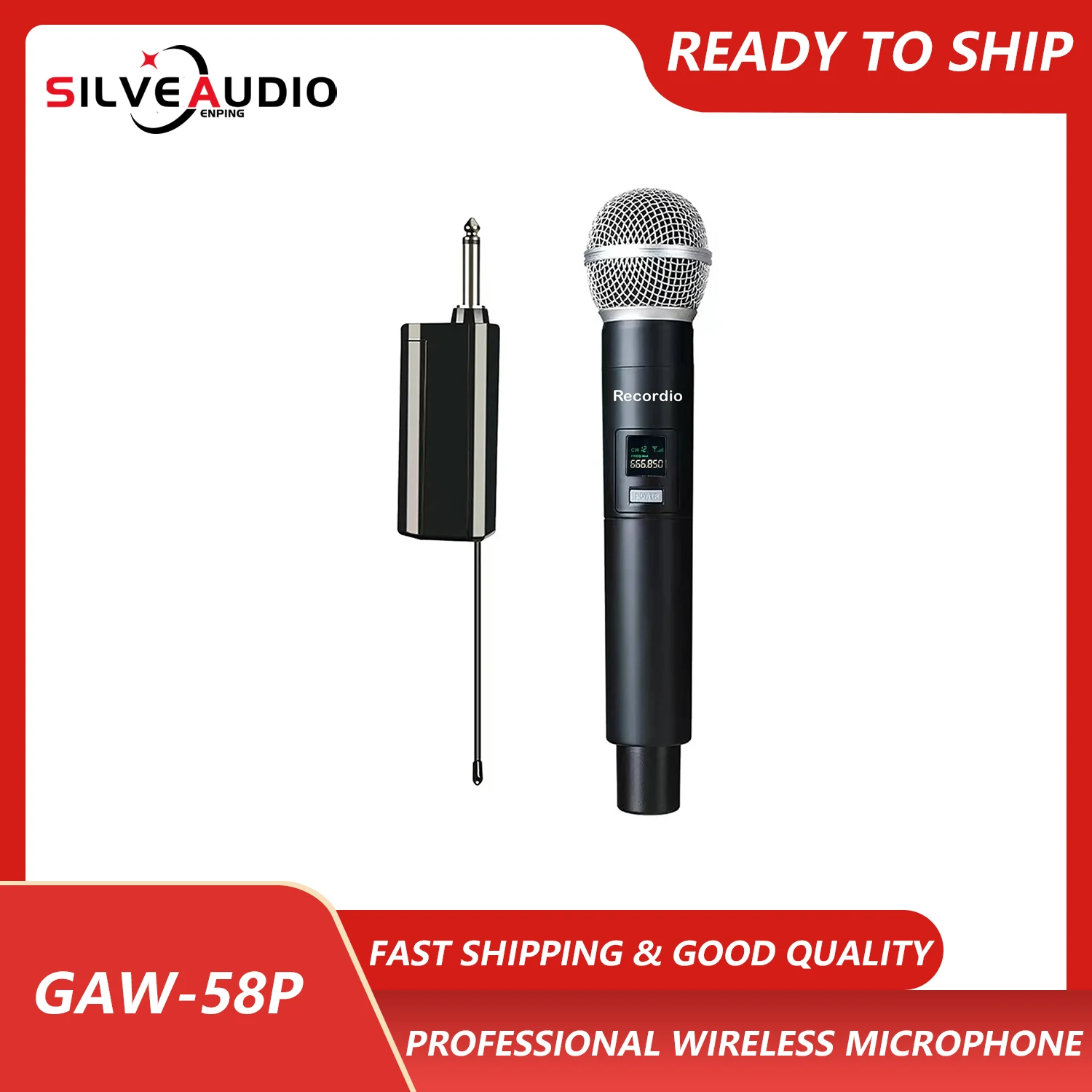 GAW-58P Wireless Usb Microphone Karaoke Speaker Performance Outdoor Audio DJ Singing Ktv Conference With Receiver Mic