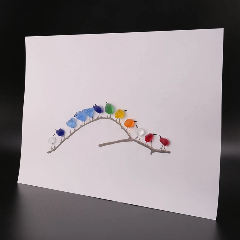 Sea Glass Rainbow Bird Durable Wood Made Wall Art Decor Unique Sea Glass Birds Wall Art elegante accattivante