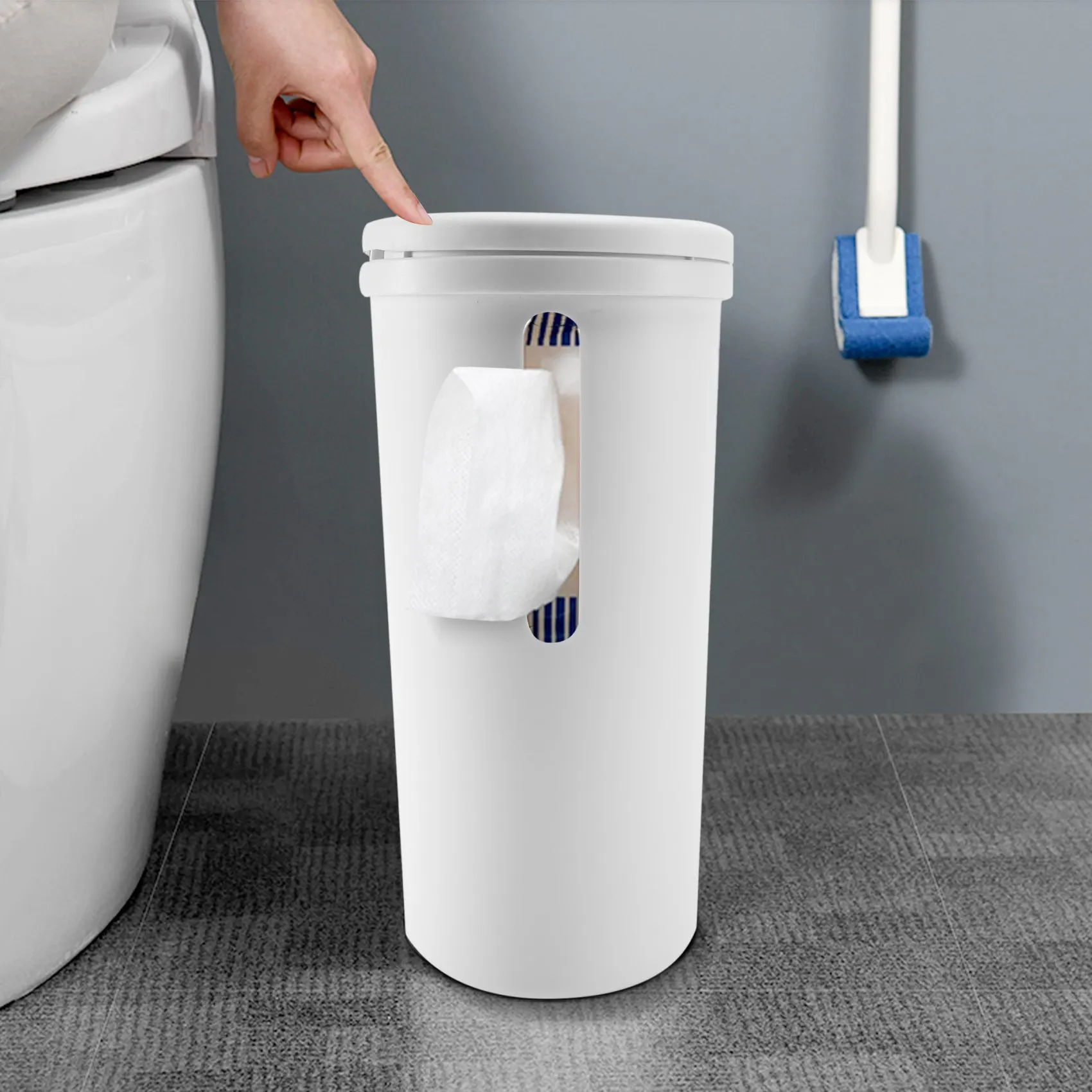 

HHO-3 In 1 Multifunction Trash Can Toilet Waste Bin Dustbin Bathroom Bedroom Livingroom Garbage Bucket Basket With Lid