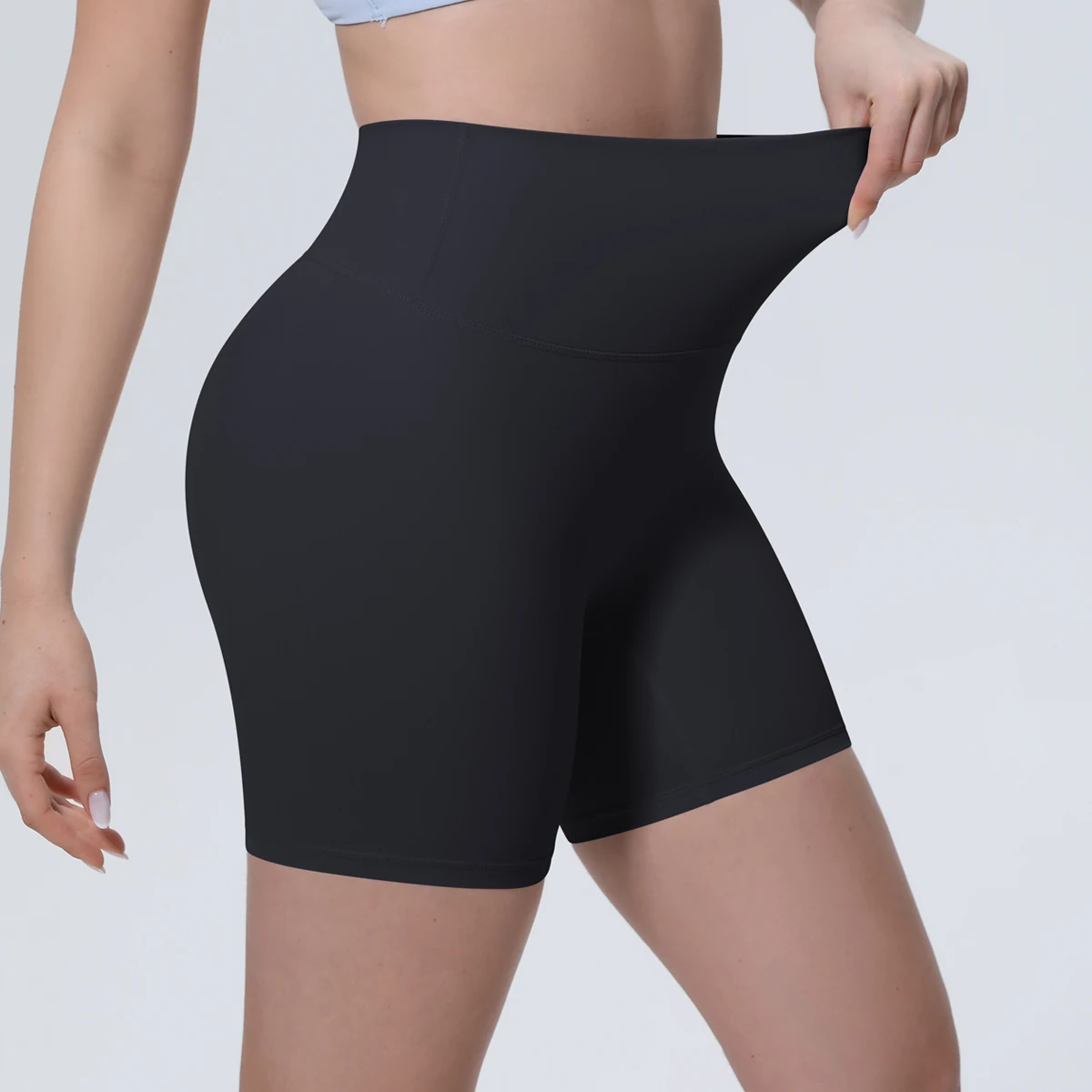1 Stück Damen Sport-Kurze Yoga-Leggings Einfarbige Hochtaillierte Fitness-Shorts Schnelltrocknende Radfahr-Workout Nahtlose Shorts – Detail 10