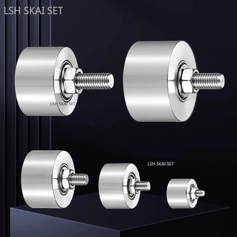 1pc Stainless Steel Flat Pulley Silent Bearing Sliding Door Roller Heavy-duty Solid Steel Wheel Sliding Track Wheel Hardware - view 2