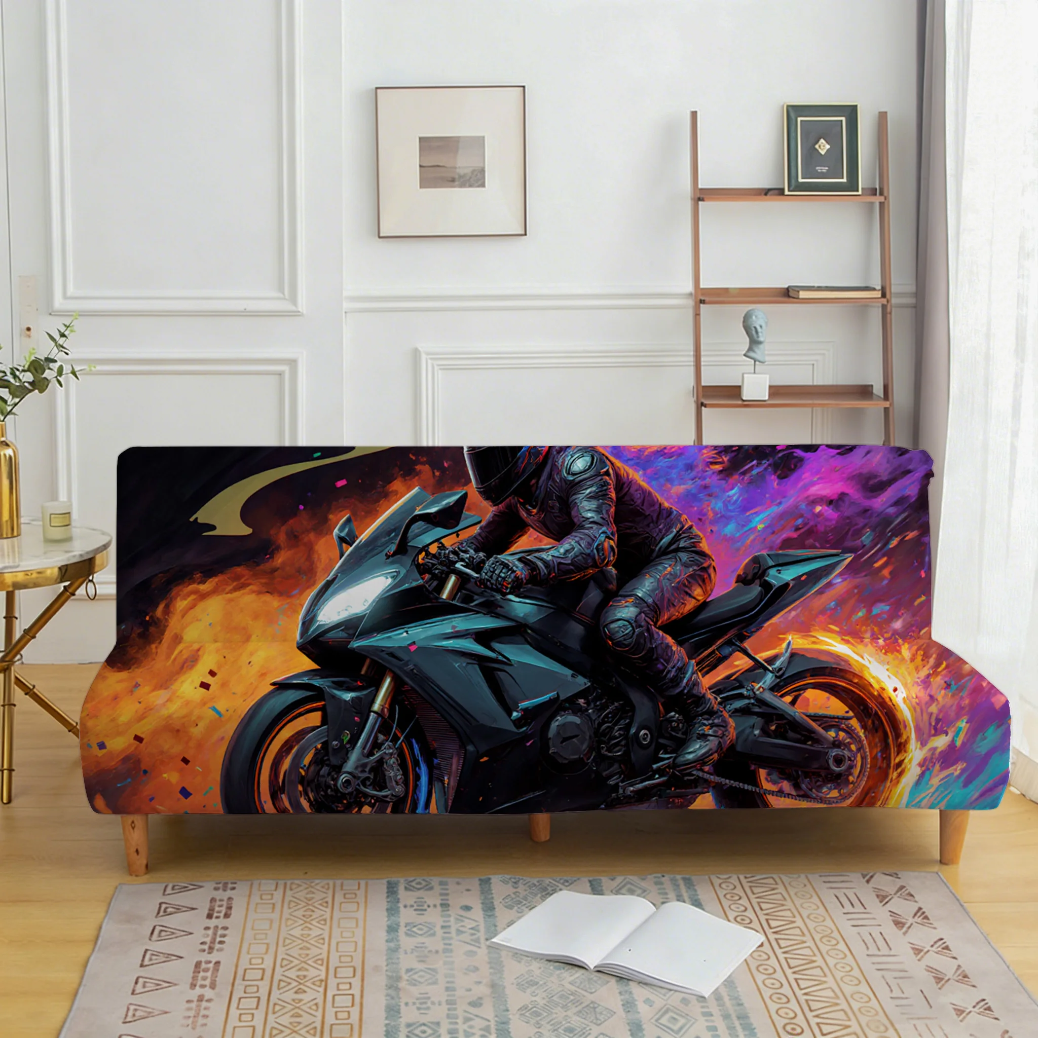 Personalized cool locomotive printed sofa bed cover, living room sofa bed cover, dustproof machine washable sofa bed cover