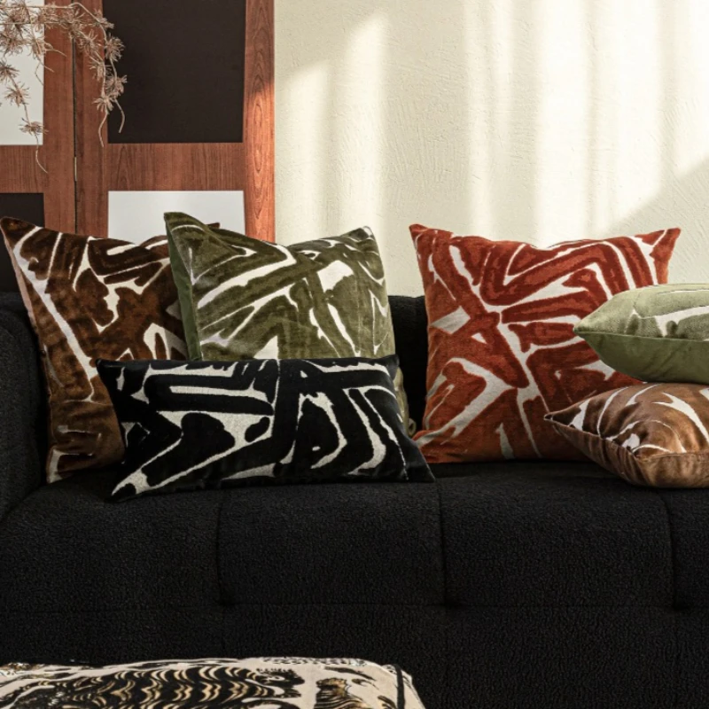 30x50/45X45/50x50CM Cut Velvet Throw Pillow Cover Jacquard Luxury Stamping Waist Cushion Cover Decor Home Decorative Pillowcase