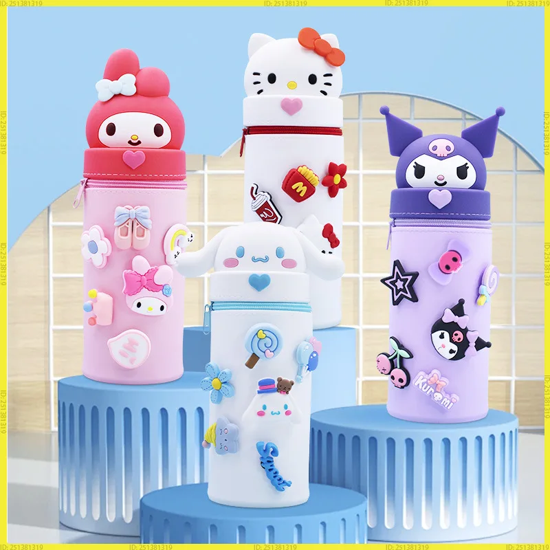 

Hot Sanrio Mymelody Kuromi Cartoon Silicone Folding Dual Purpose Pen Holder Pen Box Office Stationery Storage Device