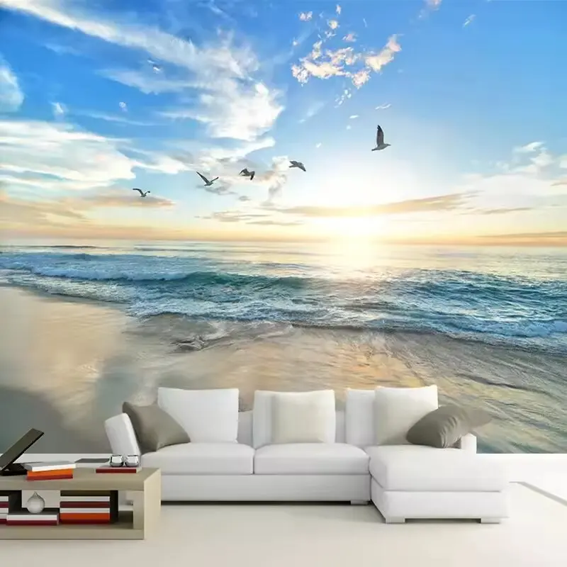 

Пользовательские 3D фото обои фреска пляж чайка морской пейзаж природа пейзаж настенная живопись гостиная спальня украшение стены бумага