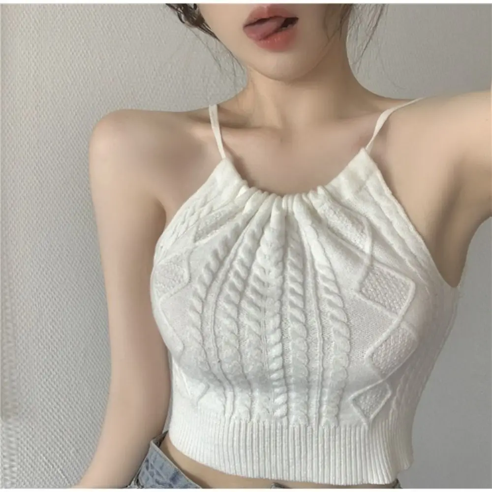 

Hollow Camisoles Halter Neck Vest Sleeveless Splicing Small Vest Slim Pure Neck Tank Top Women