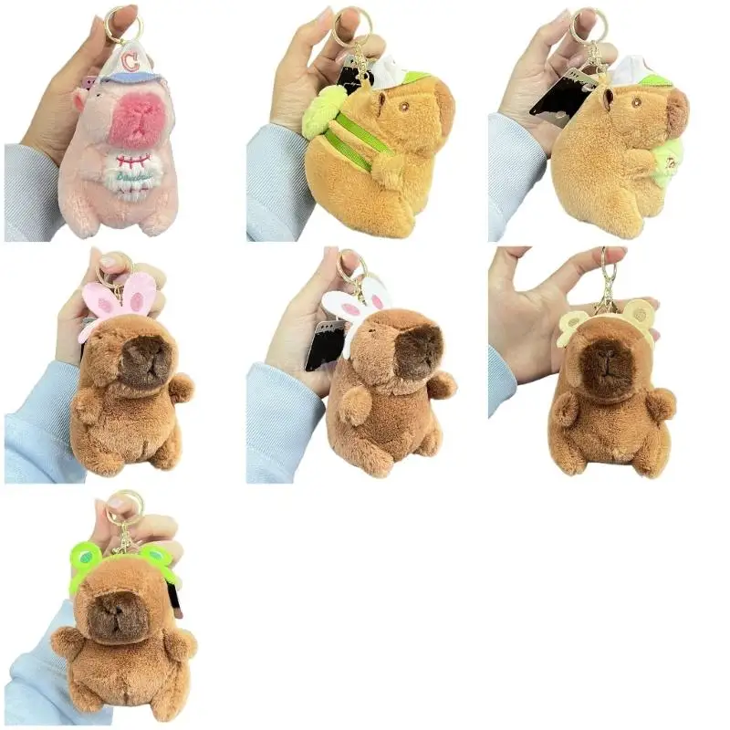 

Capybara Schoolbag Pendant Keychain Large Animal Furry Cartoon Charm For Boys Girls Vending Machine