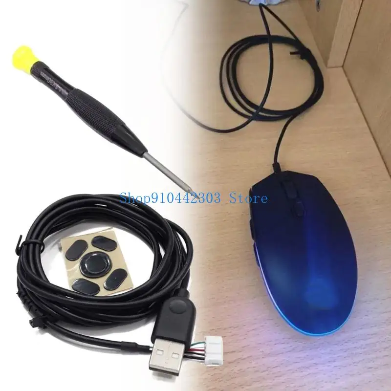 652F Mouse Set Nylons Braided Cable NonSkid Feet With Metal Screw Tool for G102