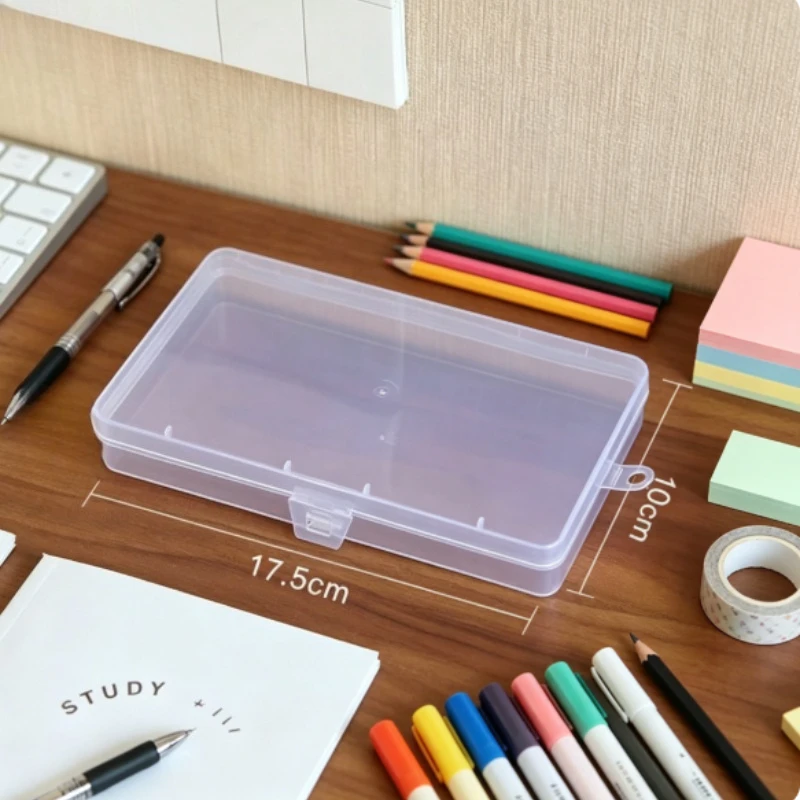 1Pc Transparent Rectangular Empty Plastic PP Box Portable Stationery Card Storage Box Mobile Phone Accessory Packaging Box