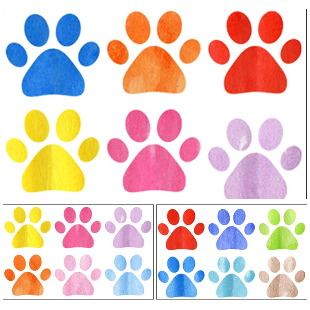 3 Sheets Removable Dog Paws and Footprints Wall Sticker Stickers Animal Decals Pvc For Room