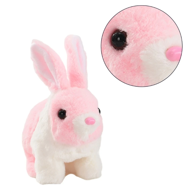 F19F Electronic Pet Plush Rabbit Toy Stuffed Animal Walking Barking Rabbit Toy Cuddly Toddler Crawl Education Toy