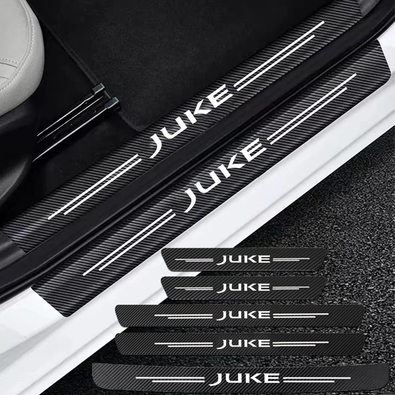 Auto Carbon Fiber Decals Stickers Car Door Threshold Scuff For Nissan Juke F15 F16 2010-2014 2015 2016-2021 Accessories