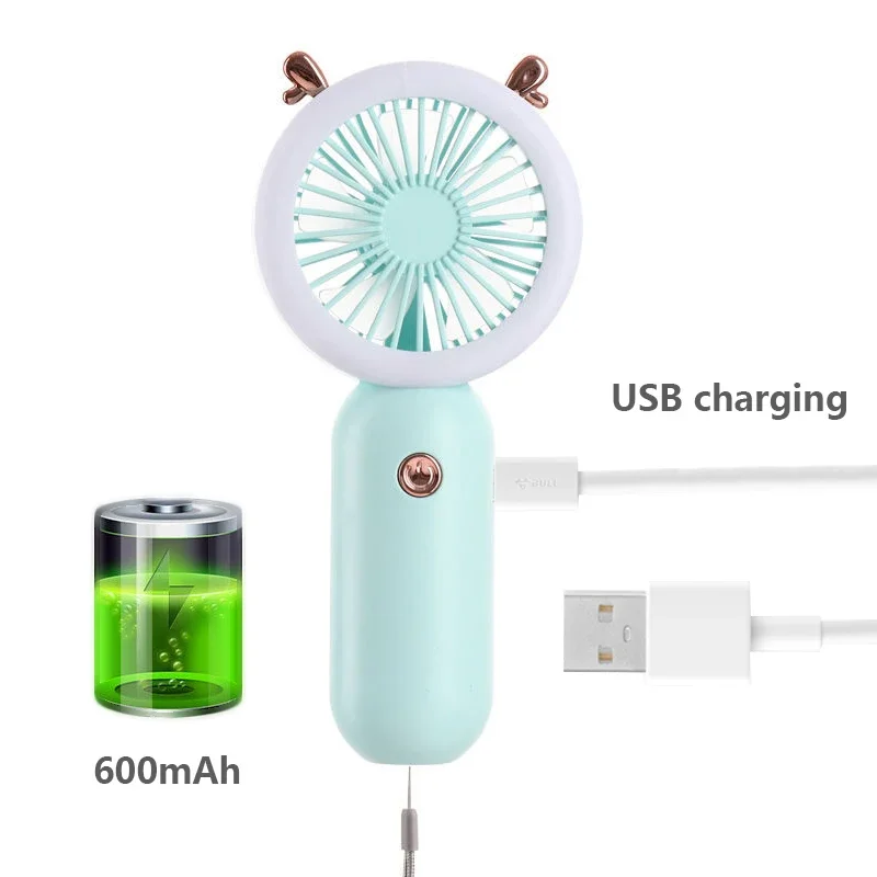 Mini Portable Fan USB Rechargeable Night Light Cooling Handheld Fan Three Speed Adjust ventilador