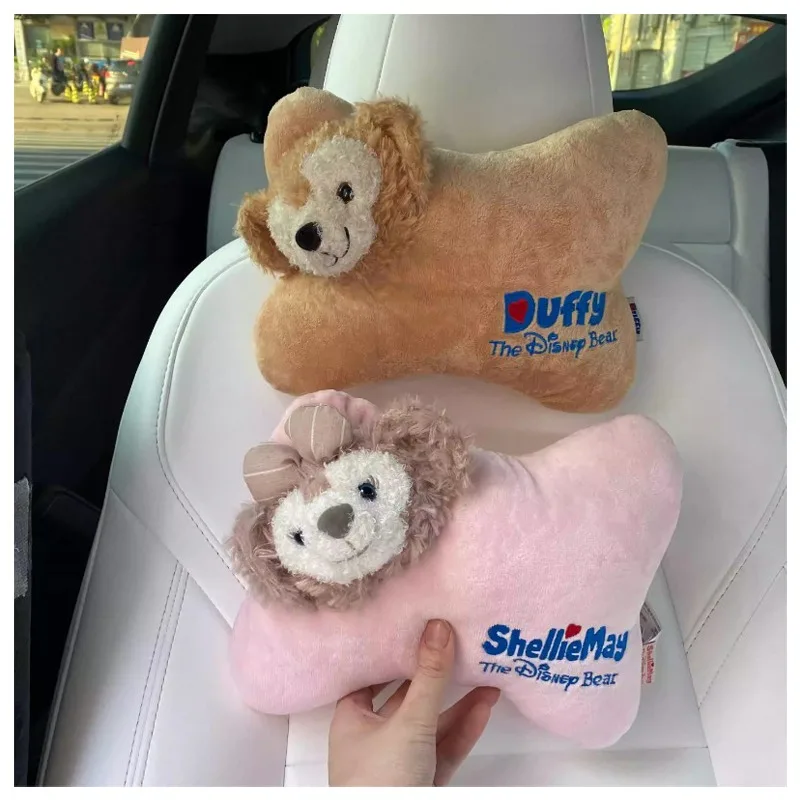 Disney Series Anime ShellieMay Duffy Plush Doll Car Neck Protection Pillow Kawaii Auto Accessories Car Decorative Headrests