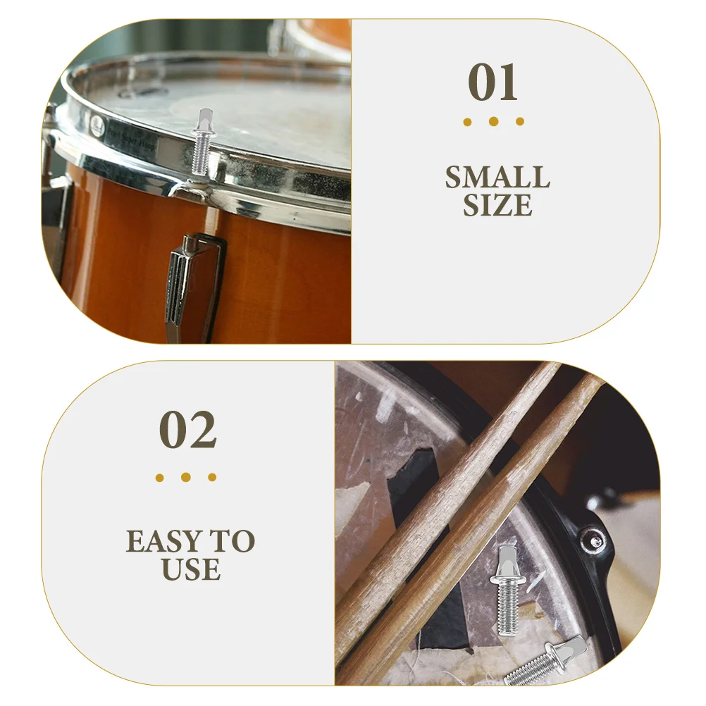 

10 Pcs Drum Screw Fittings Screws Metal Parts Accessories Snare Silver Plated Iron Lugs with Nut for Electronic