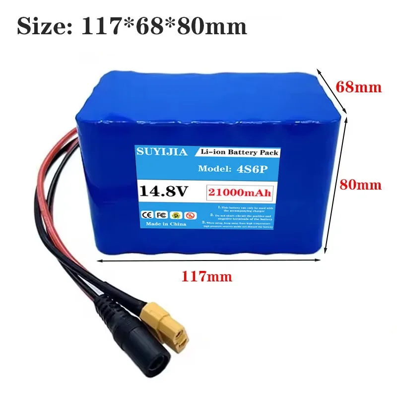 2026 14.8V 21000mAh 4S6P 18650 Rechargeable Li-ion Battery Built-in BMS Suitable for Night Fishing Light Heater Backup Battery