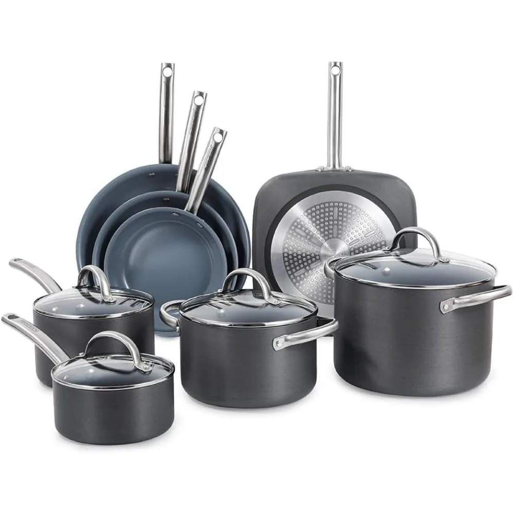

BLACK+DECKER 12-Piece Ceramic Hard Anodized Aluminum Cookware Set, Pots and Pans Set with Ceramic Non-Stick Coating