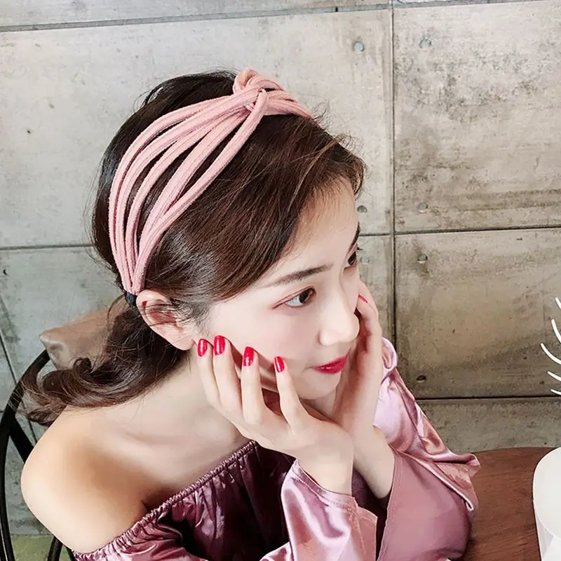 Yellow Wide Hairband for Women Hair Accessories Hairband Headband Knot Face Washing/Make Up Hairband Adults Solid Head Band