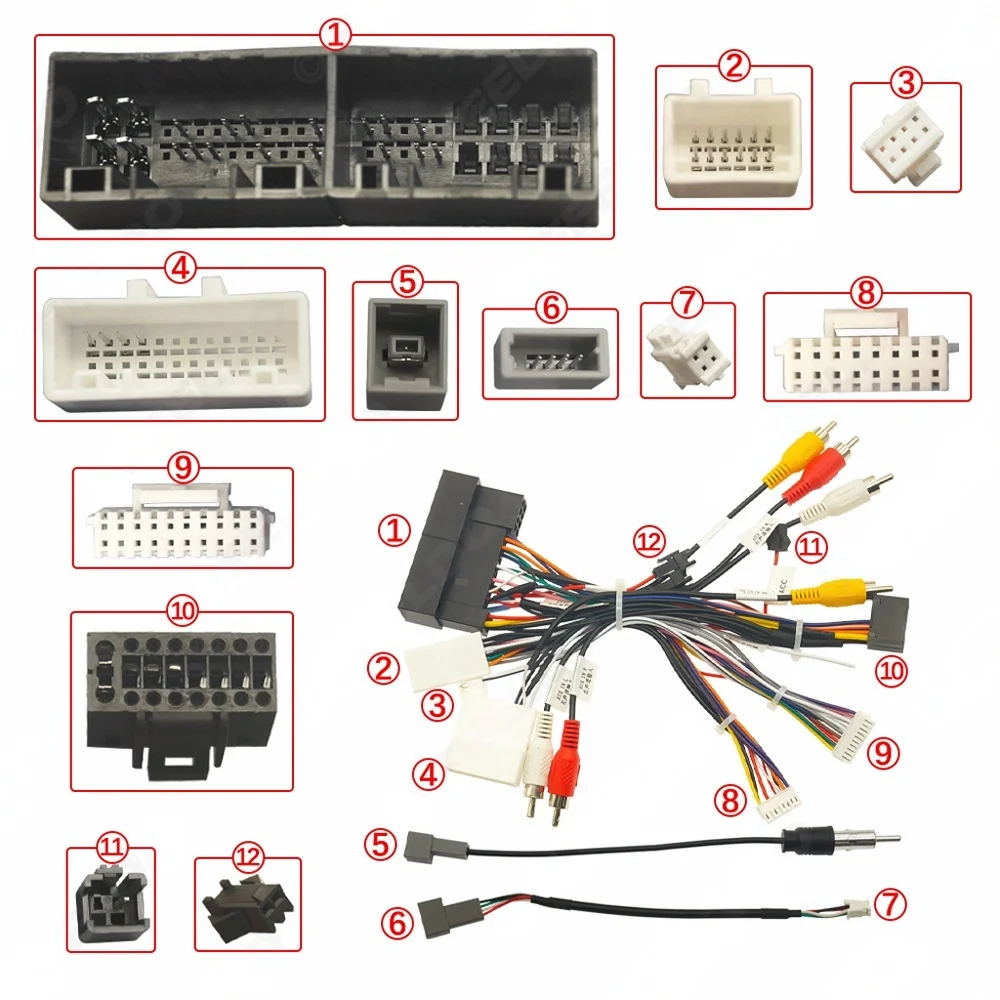 ISO Wiring Harness CAN Bus Decoder Audio RCA Plug Cable Adapter for Hyudai Sonata9 2015