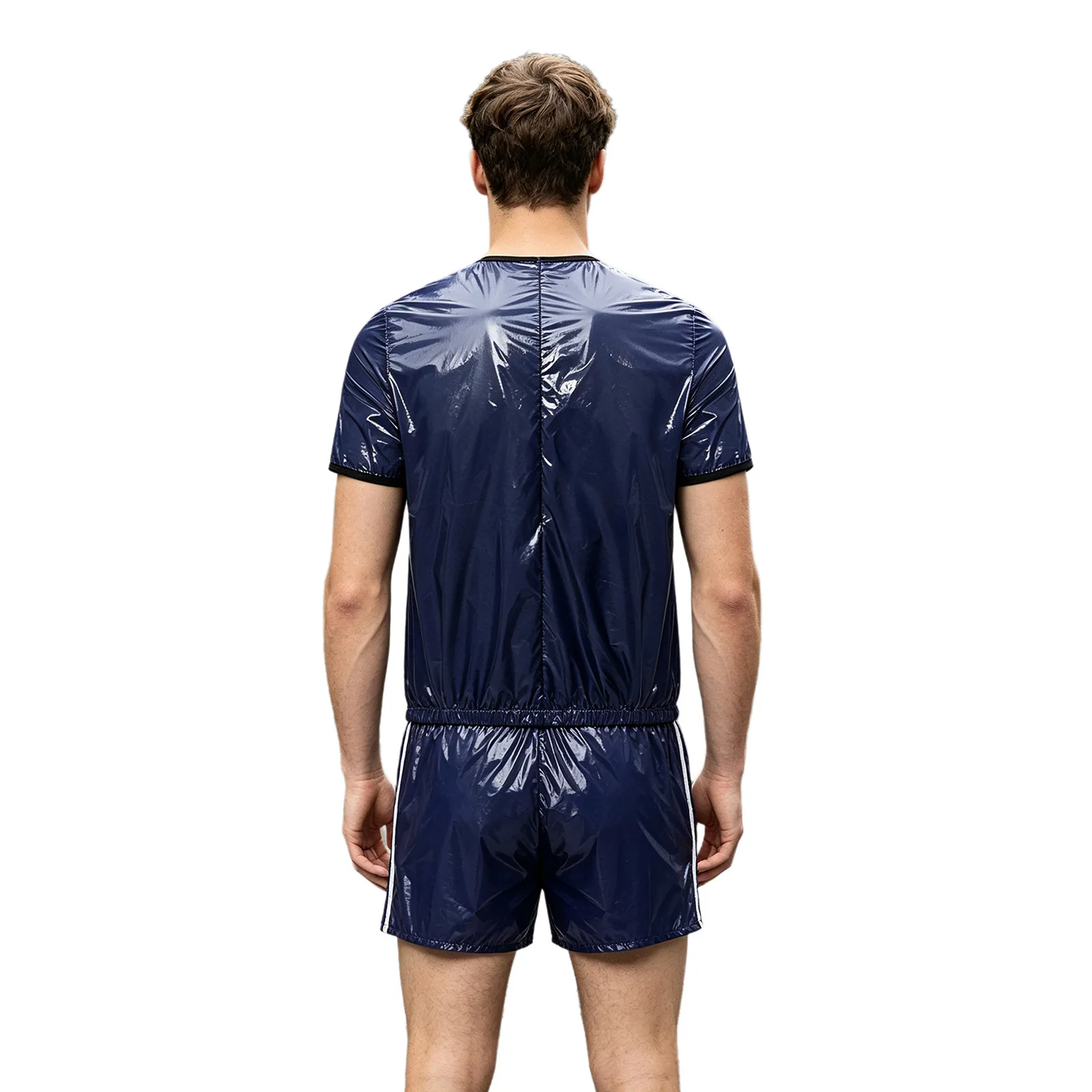 Men Summer Waterproof Outfit Short Sleeve T-shirt Top with Shorts Built-in Briefs for Beach Pool Swim Club Party Sports Cycling view 2