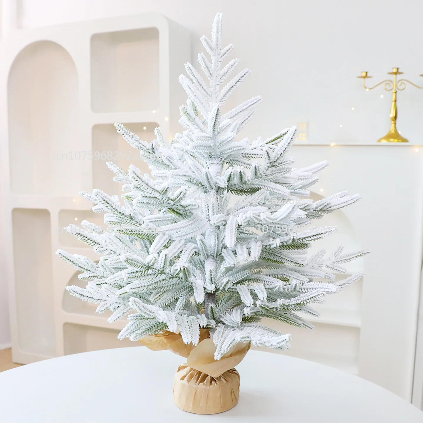 

Новая флокированная настольная рождественская елка, небольшой мини-украшенный пакет, украшение для рождественской сцены