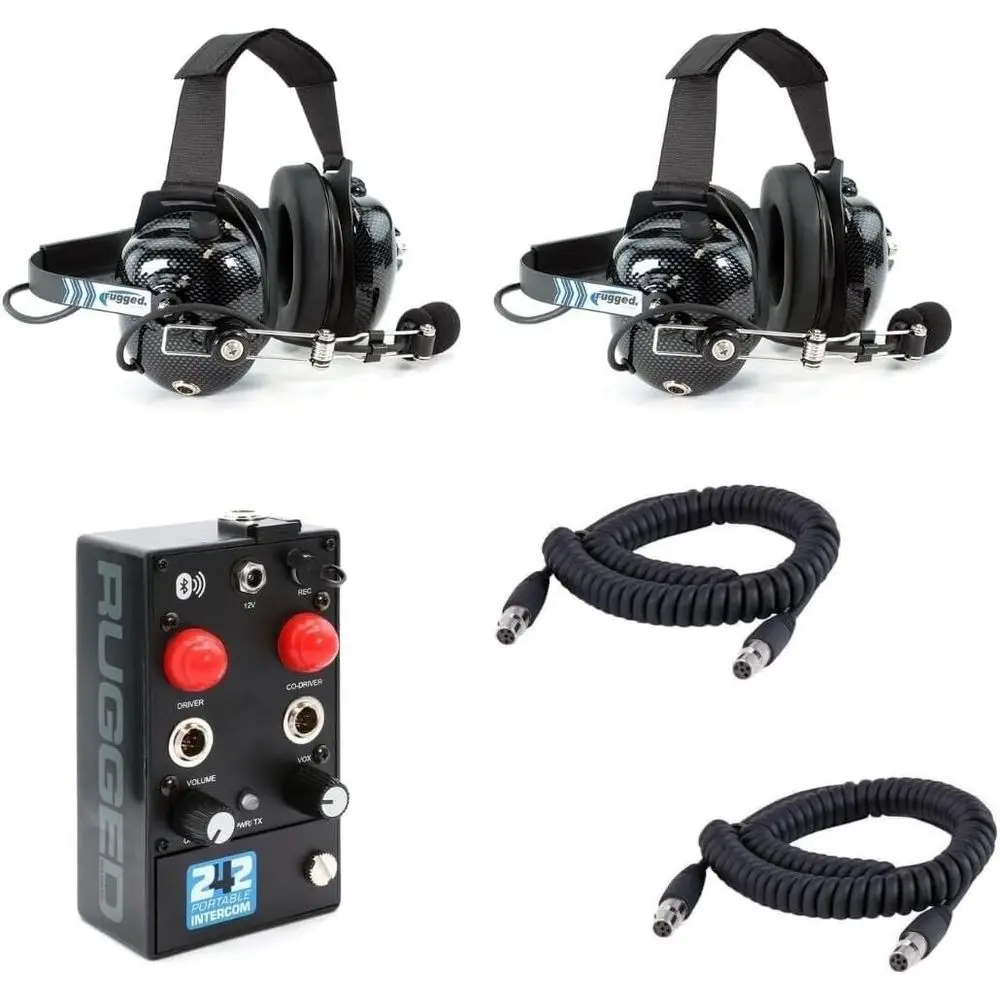 

Portable in Car Commtion Kit - 2 Person Intercom 2 Behind The sets and Cables Voice ted and Bluetooth Music or O Road UTV Can Am