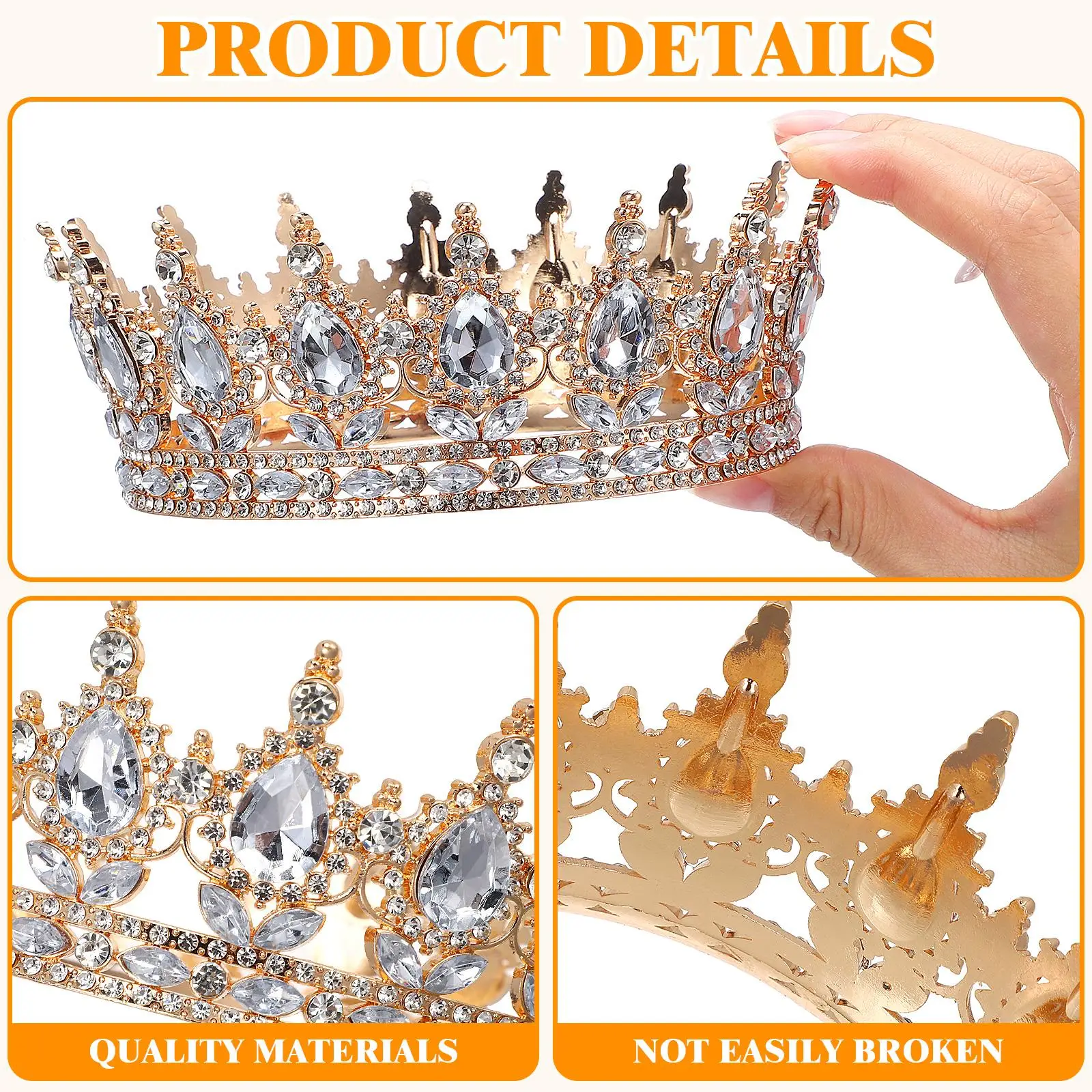 Style européen Vintage couronne en cristal bijoux strass princesse couronne diadèmes en cristal couronne de mariée déco de cheveux accessoire de cheveux de mariage