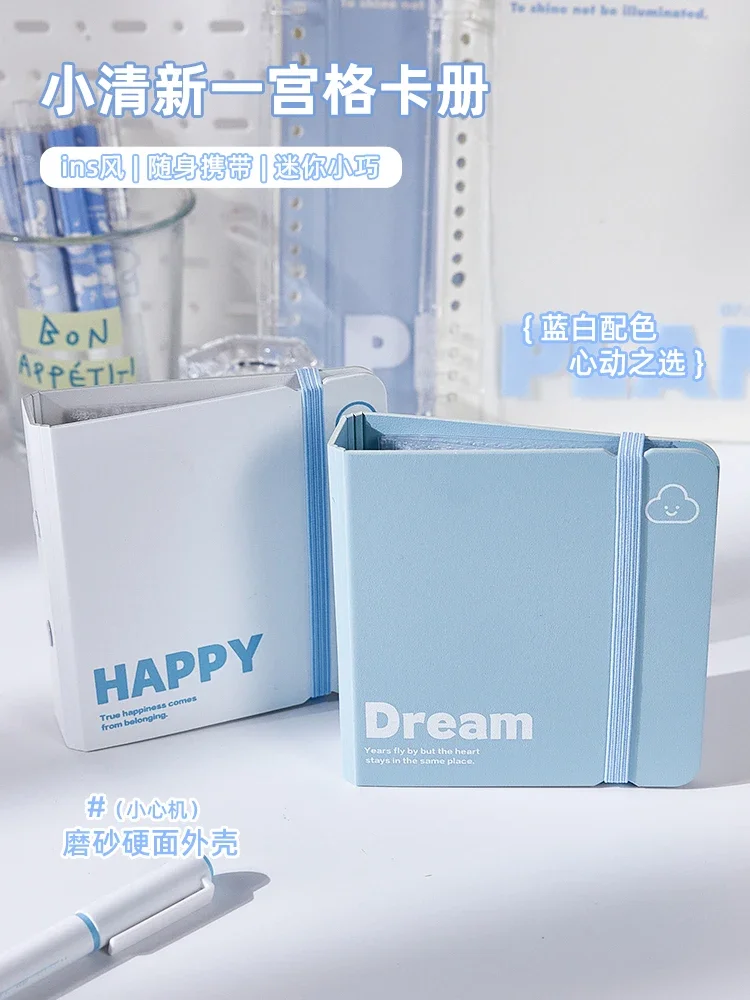 Ins Kpop Binder Solid Mini Photocard Holder with Elastic Band 3inch Photo Card Collect Book for Polaroid Album Idol Fans Gift