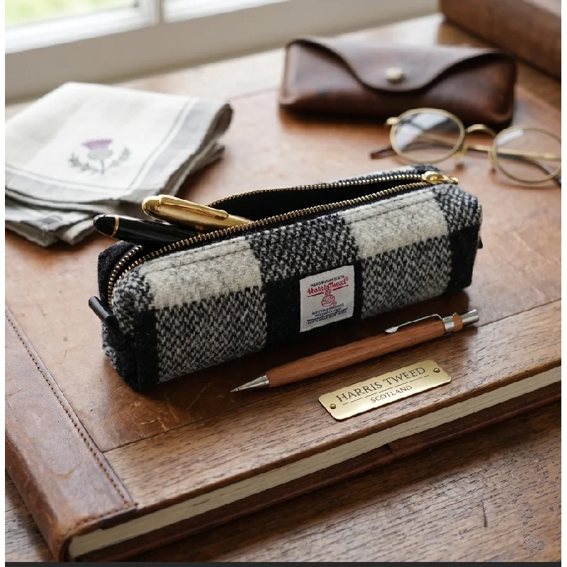 Harris Tweed Fabric Pencil Case Harris Original DIY Handmade Storage Large Capacity Minimalist Stationery Bag 20X5.5X4CM