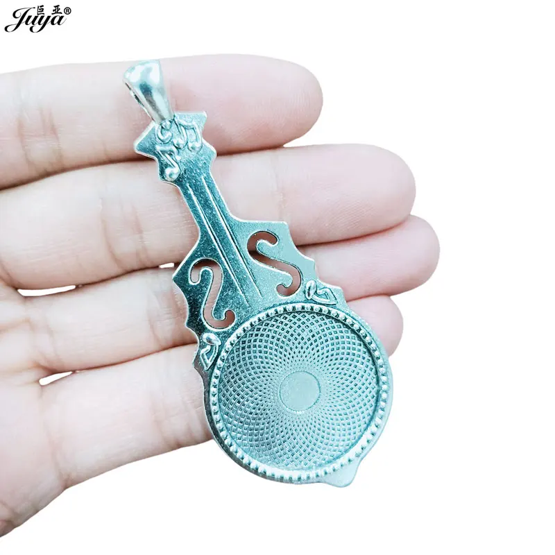 10 teile/los 25mm Cabochon Basen Gitarren form Vintage Anhänger Tablett Charme für DIY Schmuck Herstellung Handwerk Ergebnisse Zubehör – Detail 4