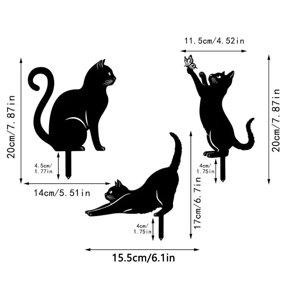 Outdoors Iron Art Metal Garden Ornaments Cat Metal Statues Outdoor Lawn Decoration Ground Inserted Pile