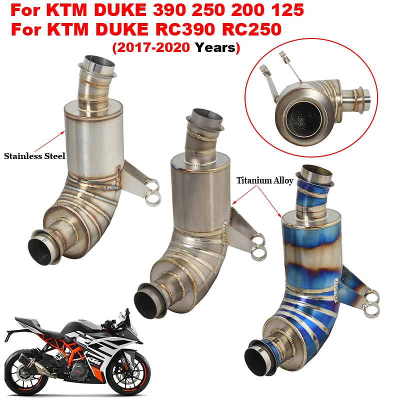 

For KTM DUKE 390 250 200 125 RC390 250 2017 2018 2019 2020 Motorcycle Exhaust System Escape Titanium Alloy Middle Link Pipe