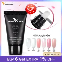 VENALISA Acrylic Gel 45g Jelly Pink Poly Nail Gel Nail Manicure Semi Permanent Extension Soak Off UV Constructin Gel French Gel