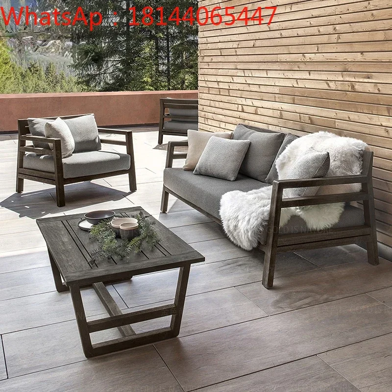 

Outdoor sofa courtyard sunscreen waterproof rattan chair residential outdoor villa rattan terrace teak garden coffee table