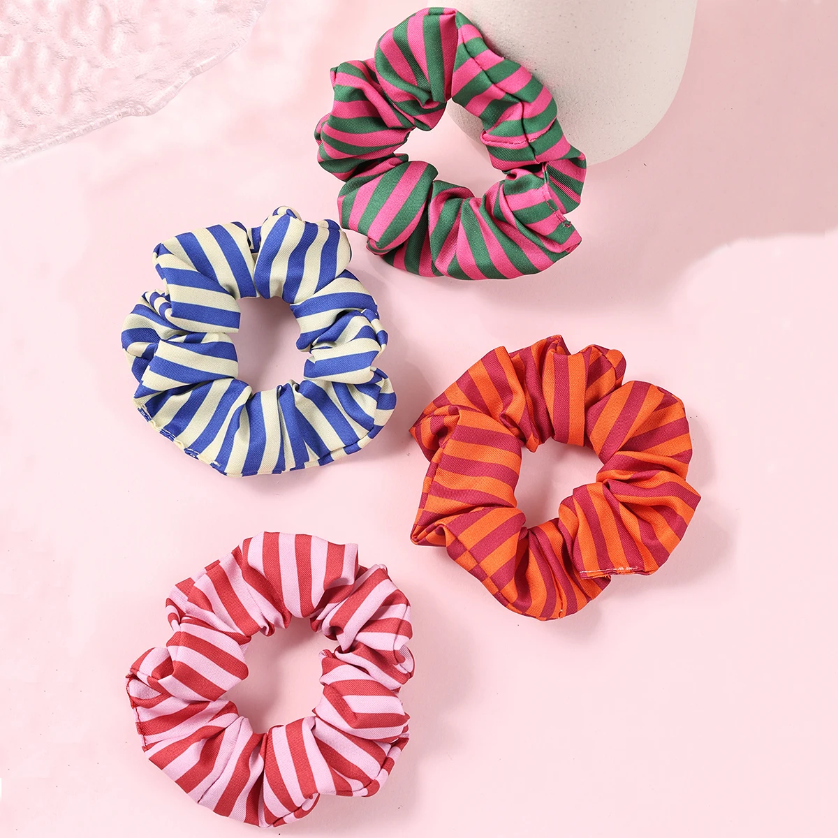 4 Pcs Y2K Color Striped Satin - Scrunchie Satin Set recension och pris