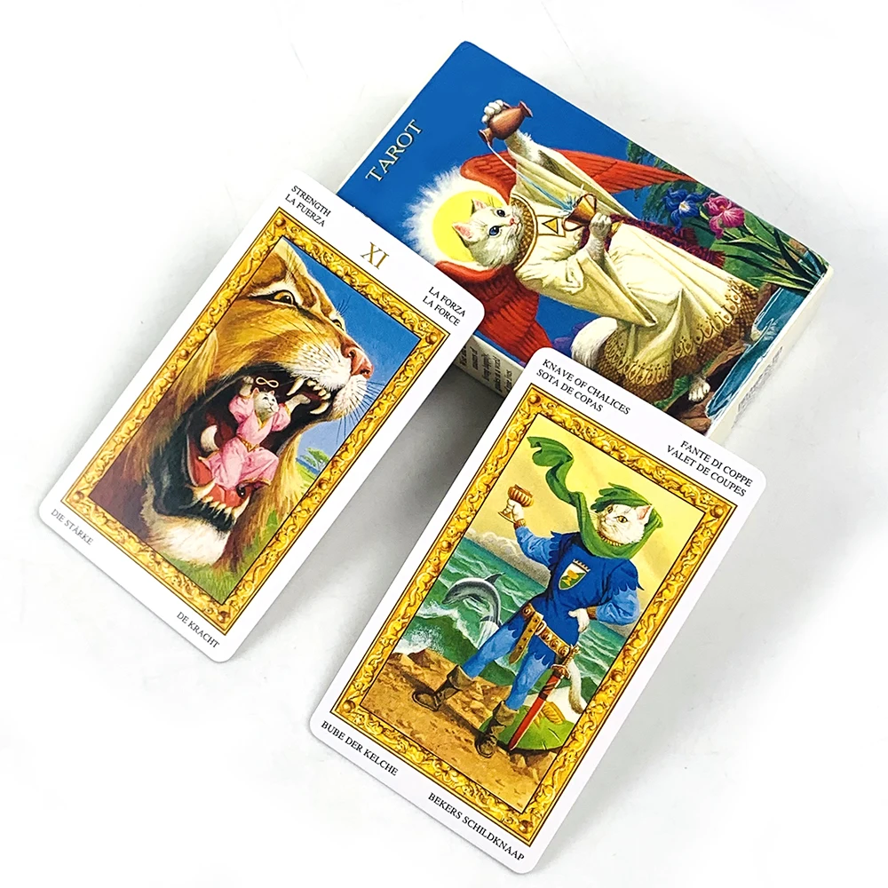 Cartes de tarot, jeu de cartes sur le thème des chats, 78 cartes, parfait pour la divination, les cadeaux et les collectionneurs