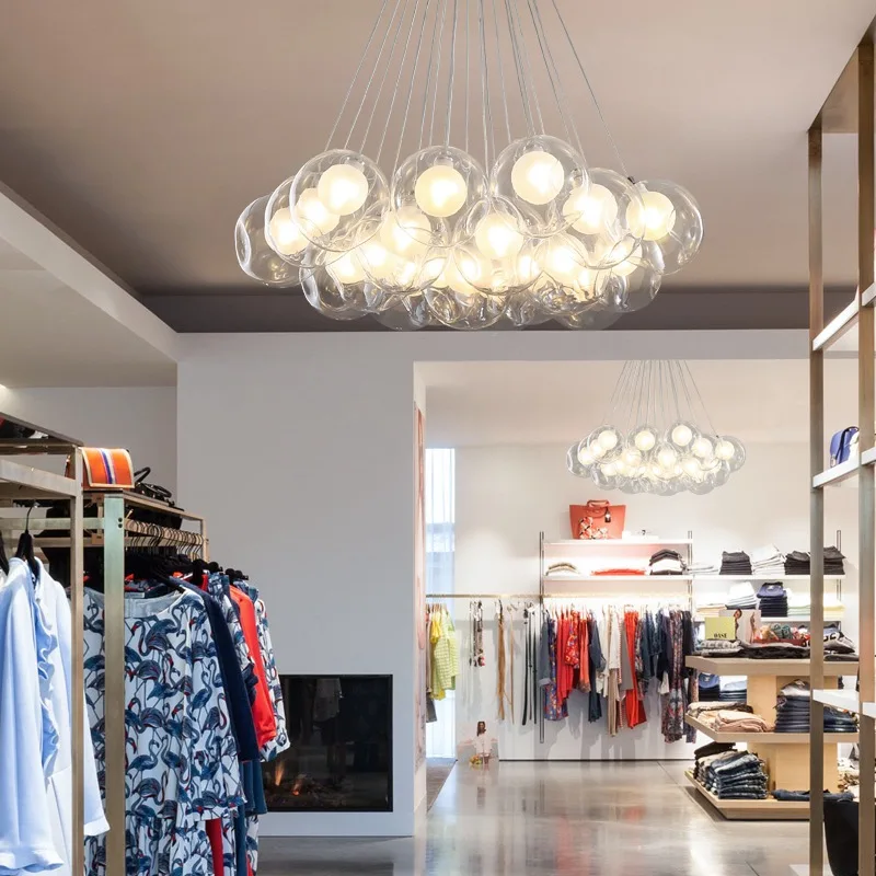 

Modern Creative Glass Ball Bubble Chandelier for Kid's Bedroom Living Room Kitchen Island Shop Indoor Decor LED Lighting Fixture