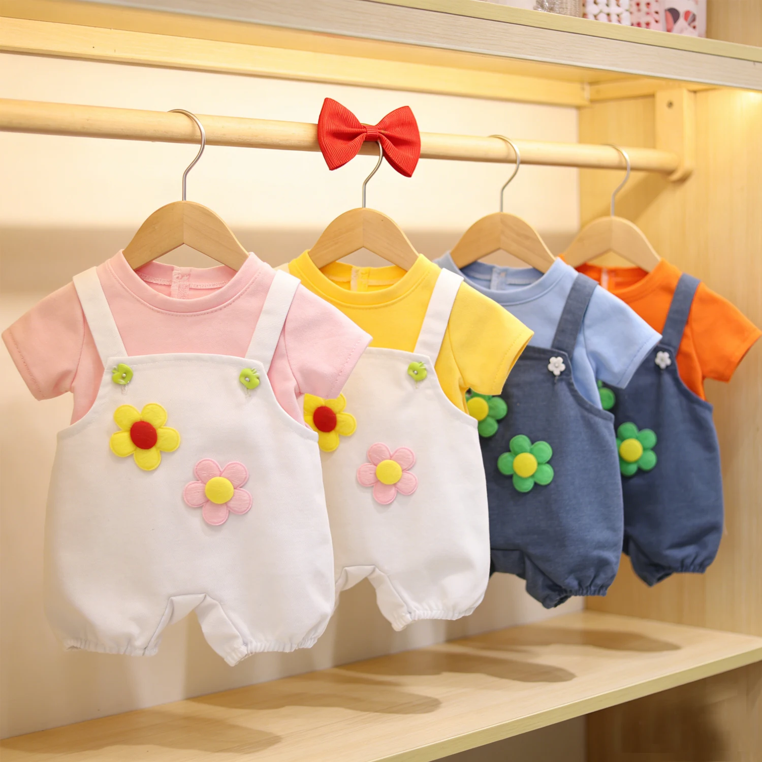 Doll Clothes Set For 22 Inches Reborn Doll T-shirt+Camisole Pants+Hairpin Clothes Suit For 55cm Baby Girl Dolls Toy Accessories