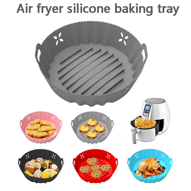 1PC Air Friteuse Silikon Backblech Wiederverwendbare Temperatur Beständig Ofen Friteuse Zubehör Pizza Gebratenes Huhn Brot Backblech