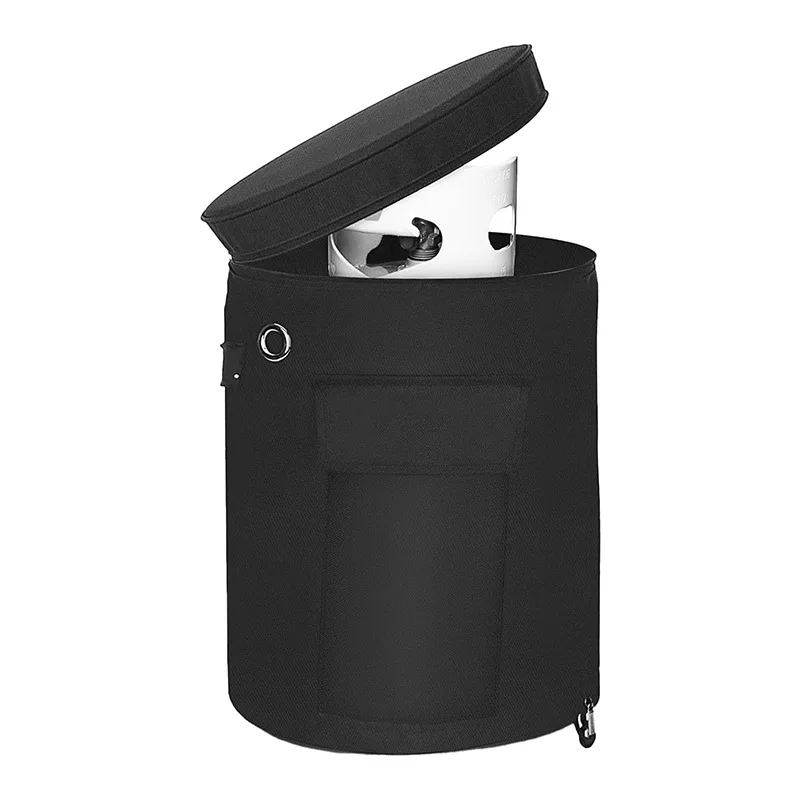Black Propane Tank Cover Oxford Cloth Gas Cylinder Sleeve Waterproof Ventilated Protective Cover for Outdoor Propane Gas Tank