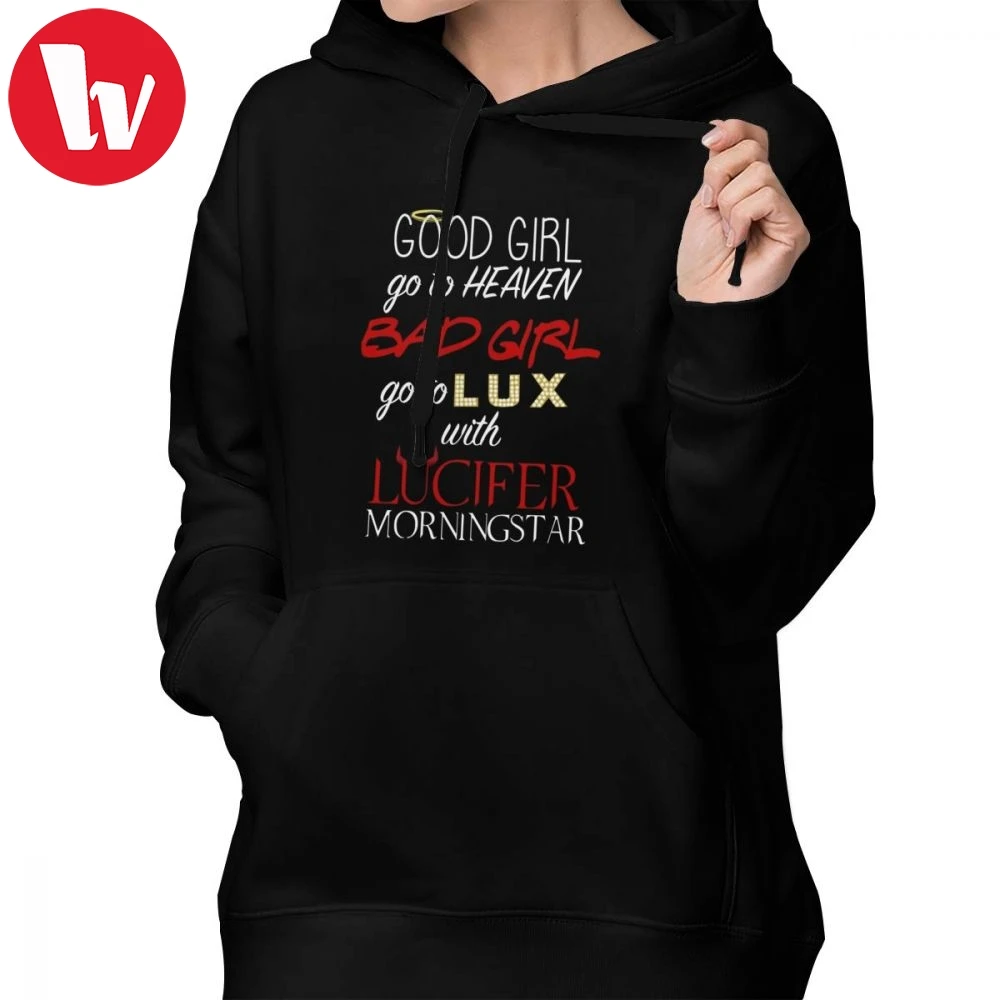 Lucifer Hoodie Go To Lux With Lucifer Hoodies White Trendy Hoodies Women XXL Long-sleeve Printed Streetwear Pullover Hoodie